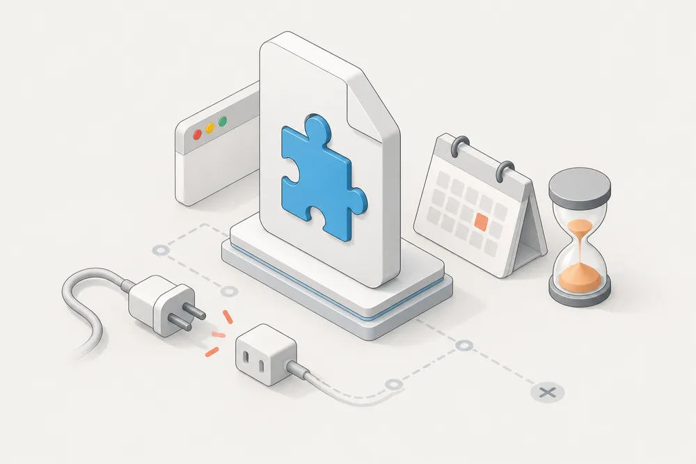 Illustration of a Chrome extension unplugged from the store